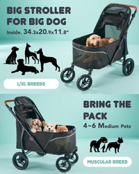 Zoosky Large Dog Stroller for 3 Dogs, up to 110lbs（33‘’Lx20‘’W） – Essentials for Dogs - image 4