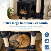 Hey-brother Cat Tree, Multi-Level Sisal Covered Scratching Posts - Smoky Gray / 71.9 Inches - image 4