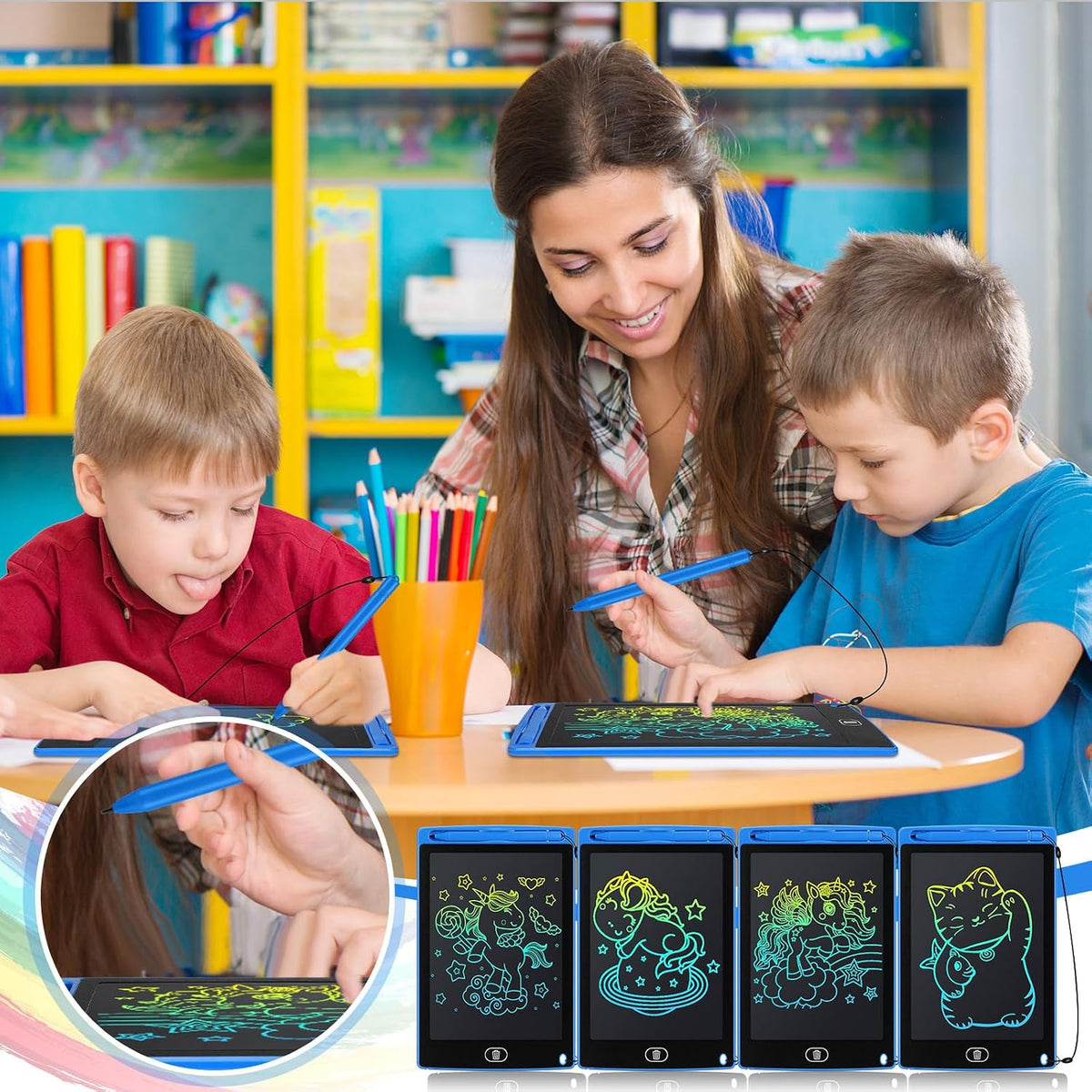 Zhehao 20 Pack 8.5 Inch LCD Writing Tablet Drawing Board - Blue / classic - image 4