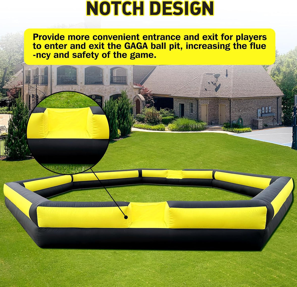 WARSUN 15 ft inflatable gaga ball pit with notched entry and built-in blower - view 26