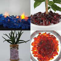 TWINKLING High Luster Fire Glass Gravel Stone,Broken Glass,Fire Pit Glass,Crushed Glass for Fireplace Pit Aquarium Garden Decoration,1-3cm,2-Pound Jar (Red)
