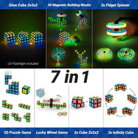 TOSY Magnet Cube 2x2, 8 Blocks, Glowing, UV Flashlight - Cube 3x3x3 - image 4