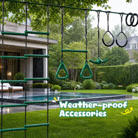 Hapfan 65 ft ninja warrior obstacle course for kids with saucer tree swing and climbing net - view 8