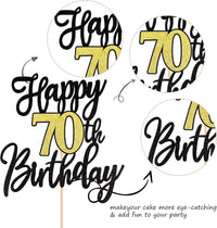 1 PCS Happy 60th Birthday Cake Topper Black Gold Glitter Cheers to 60 - 70th - image 3
