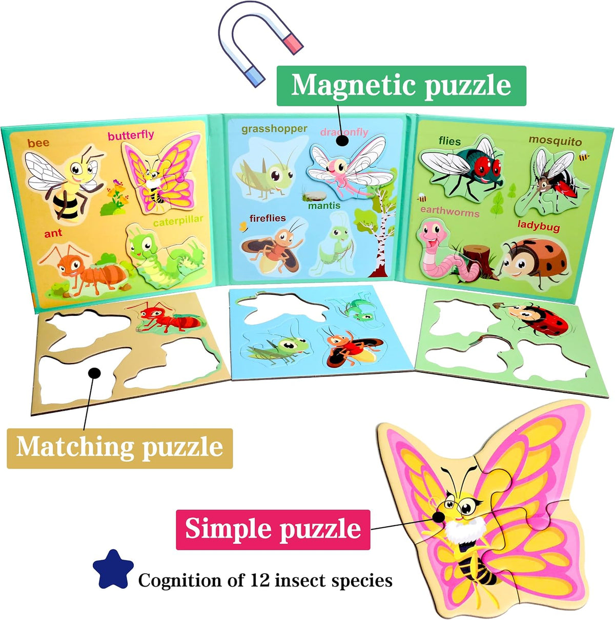 Magnetic Puzzles for Kids Ages 3-5 - Insect - image 3