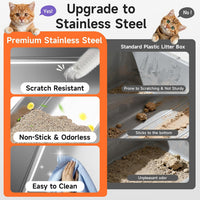 Stainless Steel Cat Litter Box with Lid - Soft Gray / M / 1 - image 4