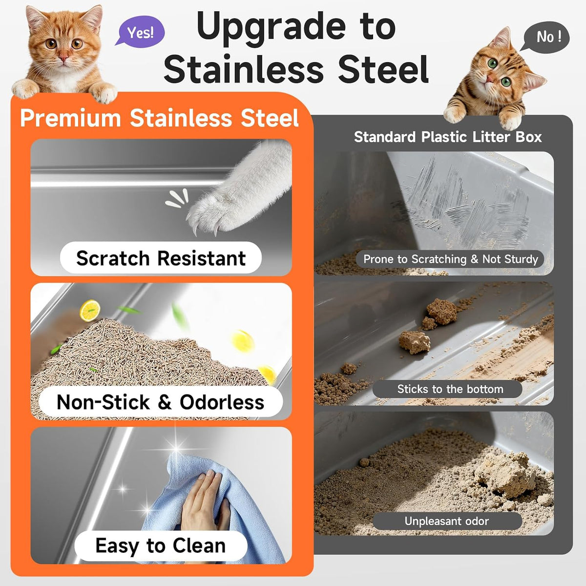 Stainless Steel Cat Litter Box with Lid - Soft Gray / M / 1 - image 4