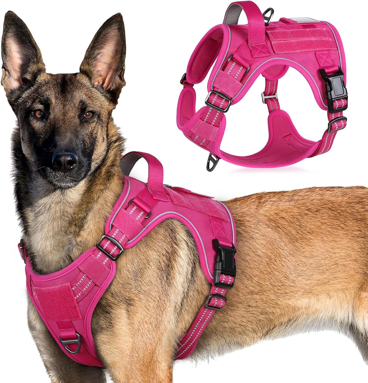 rabbitgoo Tactical Dog Harness for Large - Rose Red / X-Large