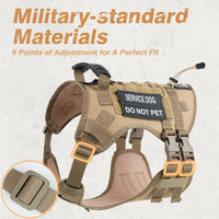 No Pull Tactical Dog Harness Medium Sized Dog, Service Dog Vest - Large(Chest:27.5-44.9",Neck:18.9-26.8") / Brown - image 2