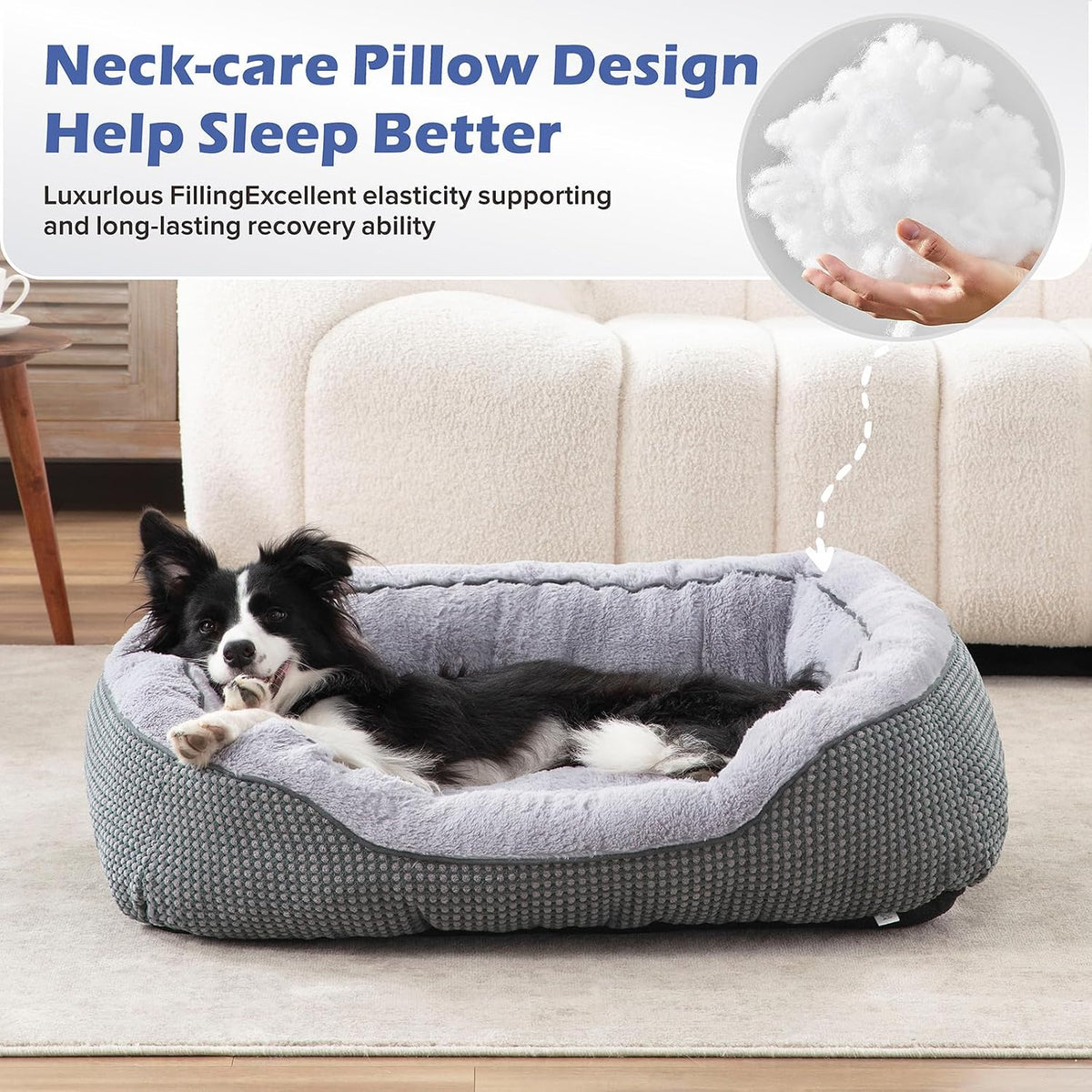 Medium Dog Beds for Medium Dogs Washable - S PLUS (25"x21"x8") / Grey - image 4