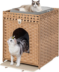 Snughome Cat Litter Box Enclosure Furniture Hidden with Cat Litter Mat - Natural / 20.87"L x 16.93"W x 22.44"H