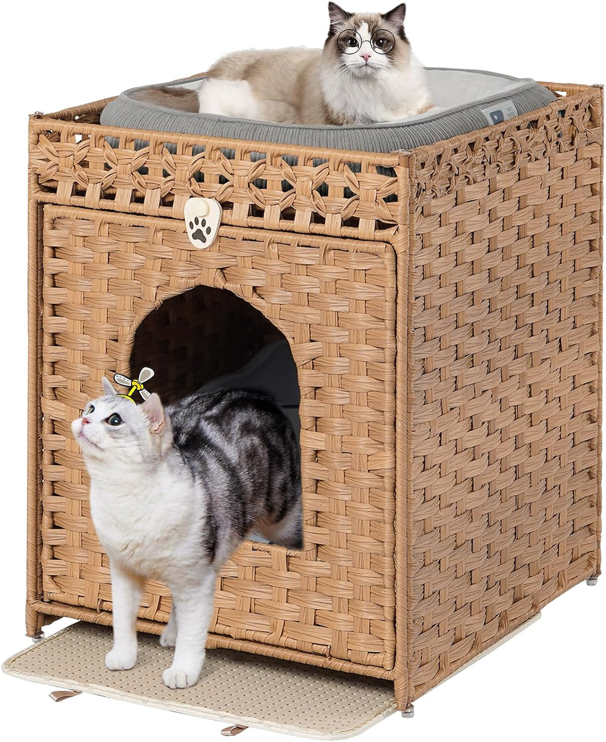 Snughome Cat Litter Box Enclosure Furniture Hidden with Cat Litter Mat - Natural / 20.87"L x 16.93"W x 22.44"H