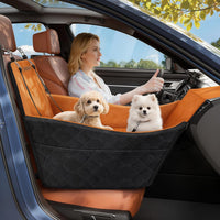 Elevated Dog Car Seat for Small and Medium Dogs Up to – Essentials for Dogs - Black + Brown / Single Seat