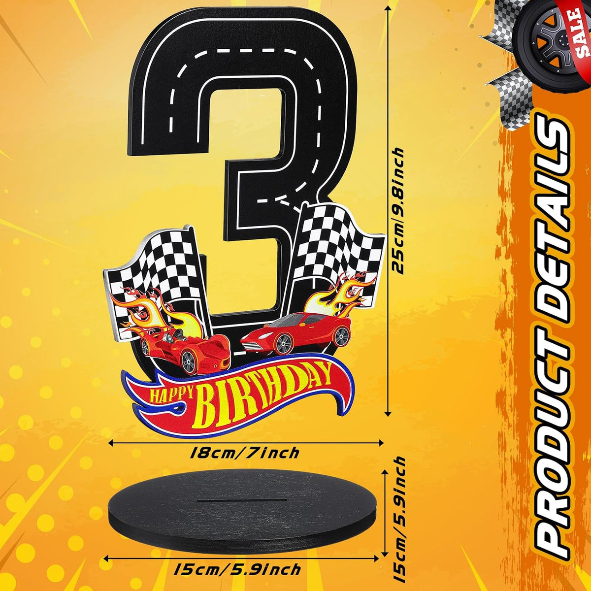 MiniInflat Race Car 5th Birthday Number Sign Centerpiece Race Car - 3rd - image 2