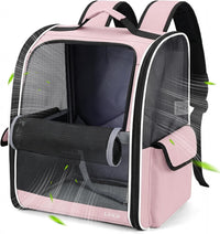 Lekereise Dog Carrier Backpack for Small Medium Dogs Cats up to 18 lbs - Pink / M-Mesh Window