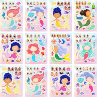 24 Sheets Make a Face Stickers for Kids Toddlers Party Favors Crafts – Fun for Kids & Family - Mermaid