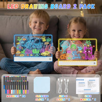 16" Rechargeable LED Drawing Board for Kids, 7 Colors - White3 / 2PACK - image 2