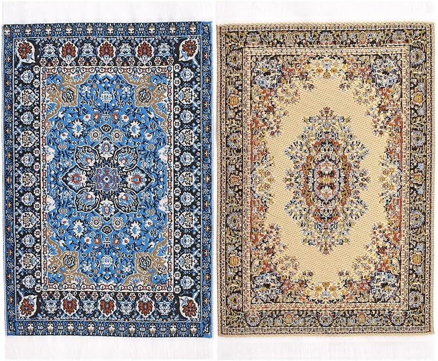 iLAND Miniature Dollhouse Accessories of Carpet for Dollhouse - 2pcs Brilliance