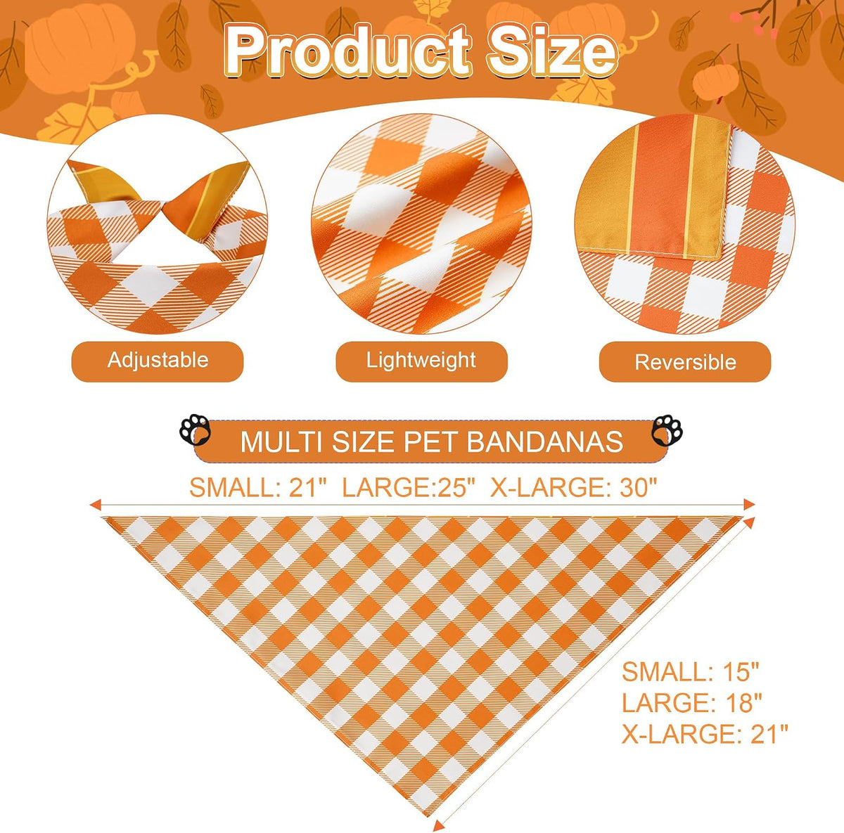 Fall Dog Bandanas Large 3PCS - 26-OBB plaid / Small - image 3