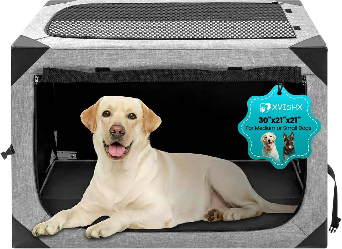 Dog Crate, Portable and Foldable Design of Dog Cage - Grey / 30.0"L x 21.0"W x 21.0"H
