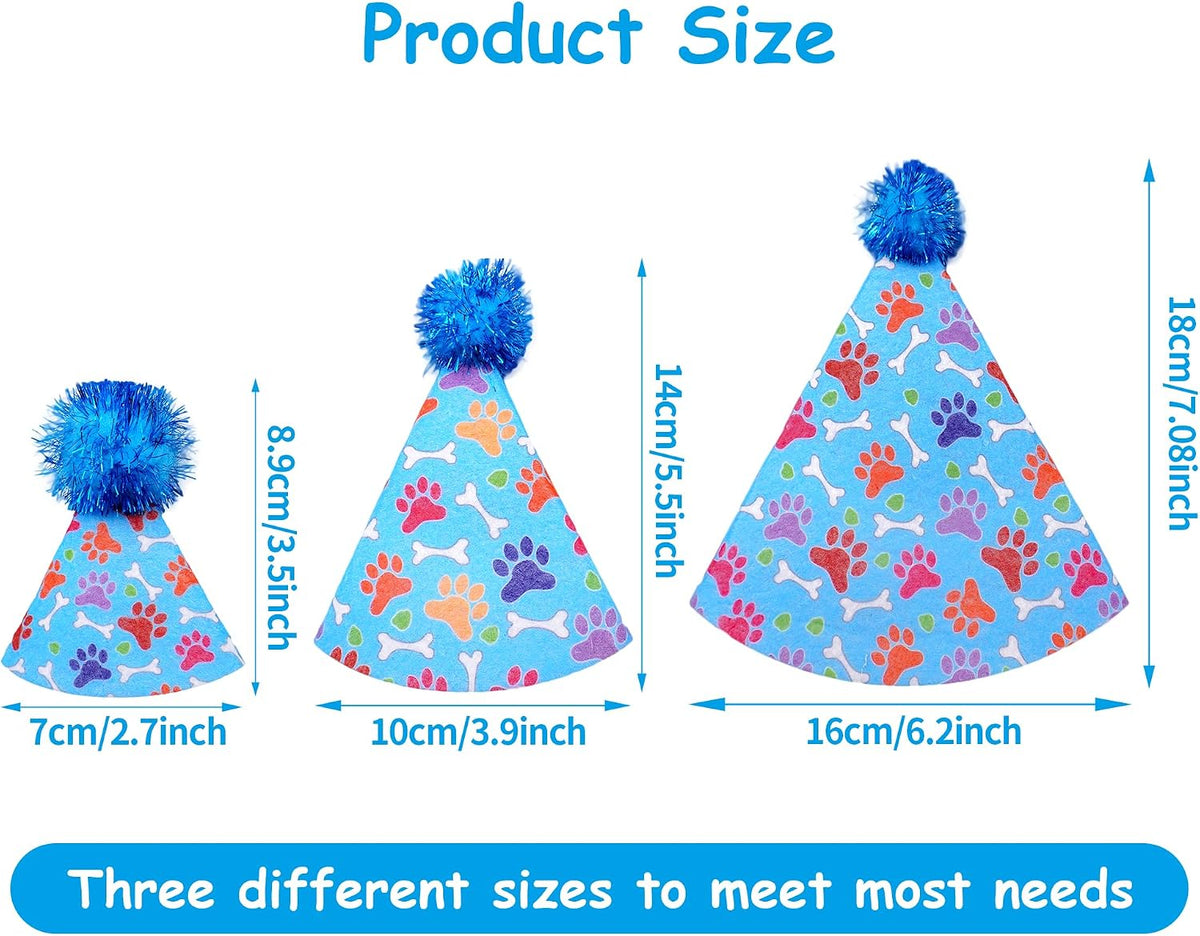 6PCS Dog Birthday Party Hats Felt for Small Medium Dogs Paw Bone – Essentials for Dogs - Party Hat / Small/Medium - image 2