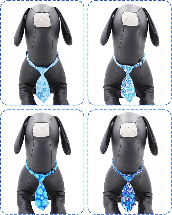PET SHOW 10 Pack Winter Big Dog Ties Neckties for Extra Large Breed Dogs XL Adjustable Neck Ties Girl Boy Pets Snowflake Costumes Dog Grooming Accessories Holiday Party Gift Favor
