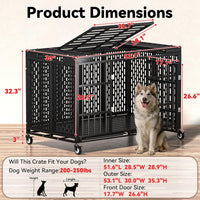 48 Inch Heavy Duty Dog Crate with Wheels - 53.1"L x 30.0"W x 32.2"H - image 2