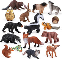 16PCS Forest Animals Baby Figures, Woodland Creatures Figurines