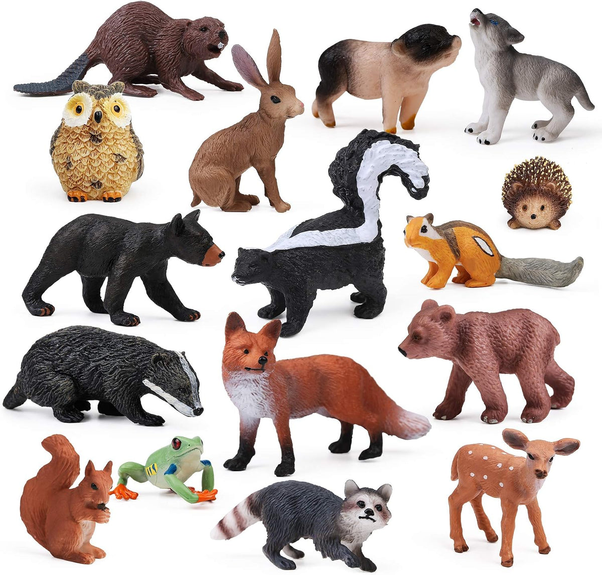 16PCS Forest Animals Baby Figures, Woodland Creatures Figurines