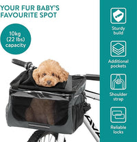 Navaris Pet Carrier for Bikes - Bike Basket Dog Carrier - Ideal Carriers for Small to Medium Dogs Up to 10kg (22lbs) - Drawstring Bag with Secure Locks and Strap - Grey