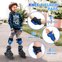 2PM SPORTS Knee and Elbow Pads Set with Wrist Guards for Kids Girls - Blue / Small - image 2