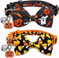 2 Pack Halloween Cat Collars with Bells, Breakaway - Jack-O-Lantern/Trick or Treat