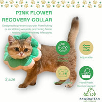 Adjustable Comfy Flower Style Elizabeth Collar for Cats Puppies Soft Recovery Cone Pet Protective Neck Collar (Green, Medium)