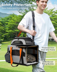 Pecute Cat Carrier, Top Expandable Dog Crate for Travel - Grey - image 2