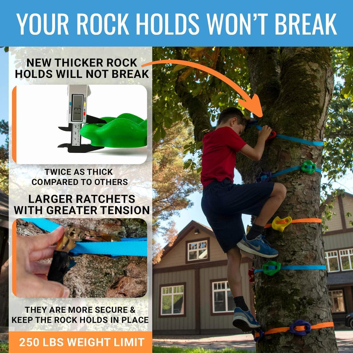 Hyponix Ninja Tree Climbing Kit for Kids - Black - Monkey Tree Climbers 2.0 - image 2