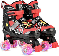 SULIFEEL Adjustable Kids Roller Skates, Light up Wheels – Fun for Kids & Family - G Dots Black / Small - Little Kid