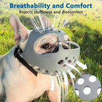 English Bulldog Muzzle, Soft Short Snout Dog Muzzle Stops Biting – Essentials for Dogs - Gray / M（Head 15-16½"） - image 3