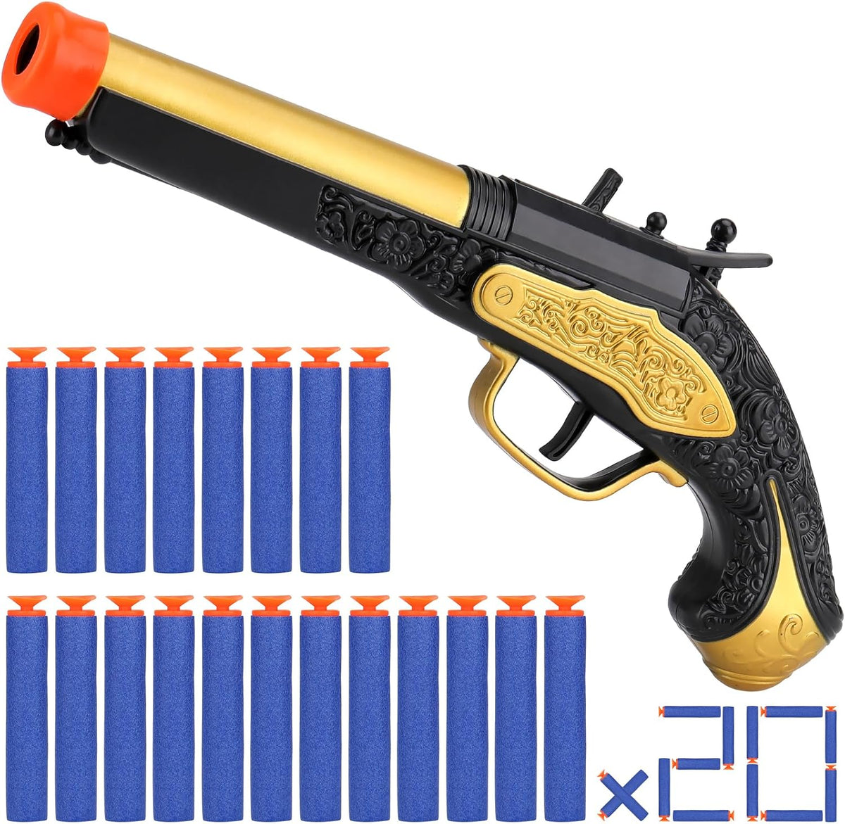 Toy Pirate Foam Blaster for kids Soft Foam Darts 20pcs Themed - Black - image 2