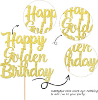 ZHUOWEISM 1 PCS Gold Happy Birthday & Anniversary Cake Topper – Fun for Kids & Family - Golden - image 3