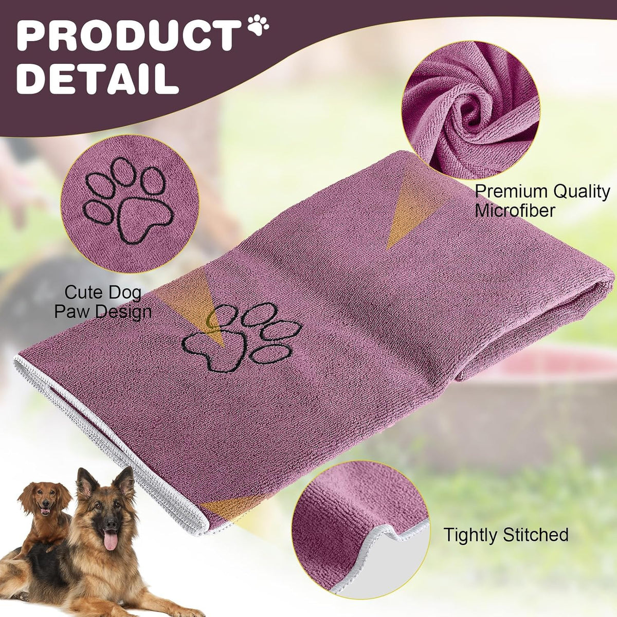 Chumia 4 Pcs Dog Towels for Drying - 30 x 50 Inch / Purple - image 2
