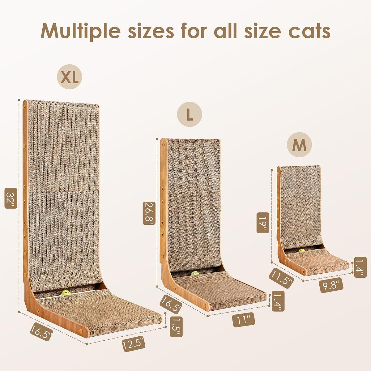 EHEYCIGA Cardboard Cat Scratcher for Indoor Cats - Brown / 17x13.1x32 - image 3