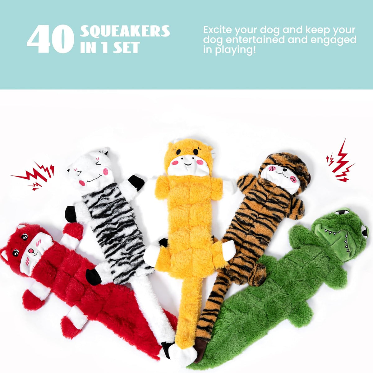 Nocciola Dog Squeaky Toys - 5 Pcs Multi-squeakers - image 2