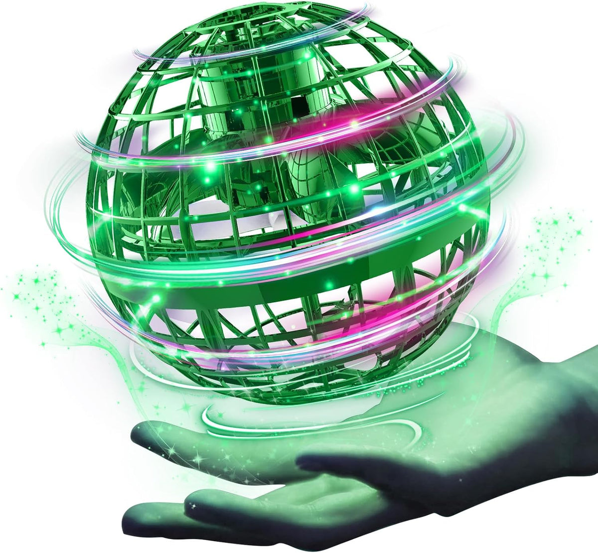 Ciniffo 2026 Upgraded Flying Orb Ball Toy with Dazzling Lights - Green