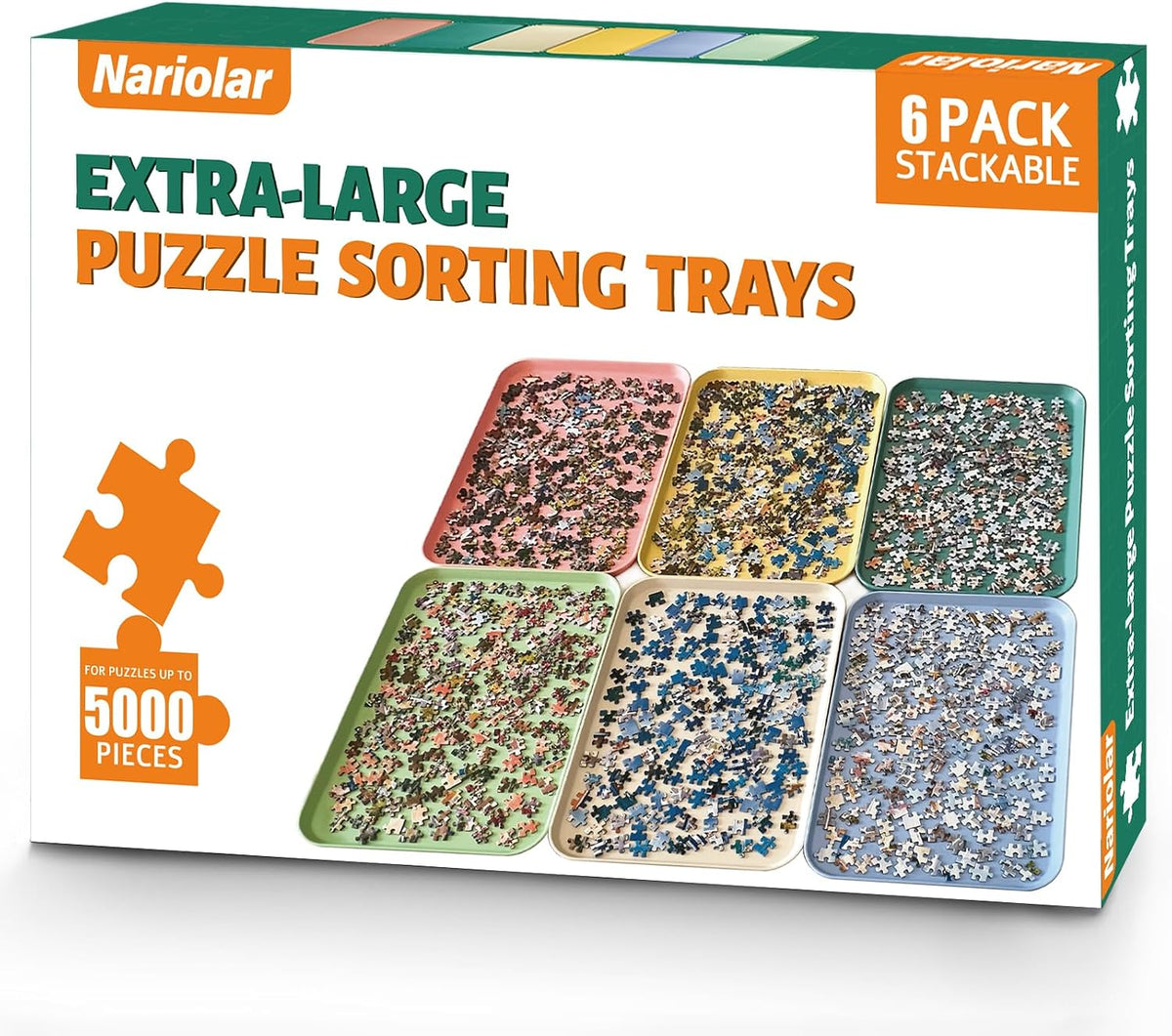 Nariolar extra-large stackable puzzle sorting trays in 6 colors - view 3
