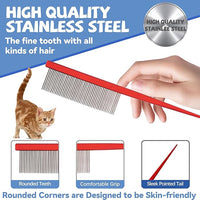 Grooming Pet Comb Rat Tail Dematting Cat and Dog Comb，Rounded Ends Design for Safe Tangle Removal, Hairstyling, Massage，Loose Hair Removal，Prevent Irritation，Fluffing Paws,Face,Tail,Remove Tear Stain