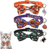 Halloween Cat Collar Breakaway with Bowtie and Bells - Halloween Pattern