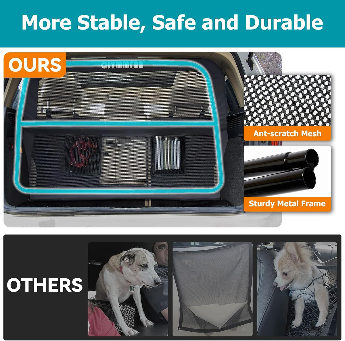 Dog Barrier for Car Back Seat & Cargo Area with Wider Coverage - Medium-for Mid Sedan/Compact & Mid SUV/Mid Truck - image 2
