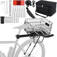 Aodaer Rear Bike Rack with Basket Quick Release Bike Rear Rack Heavy Duty Folding Bike Basket with Waterproof Bag & Cargo Net & Installation Tool