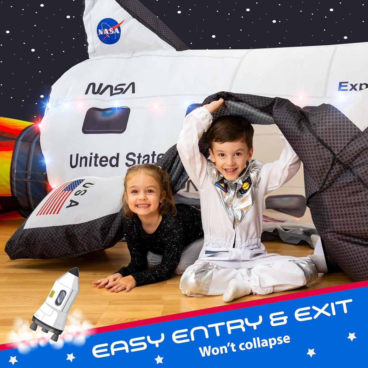 W&O Space Explorer Inflatable Fort with Lights & Sound - Space Shuttle - image 3