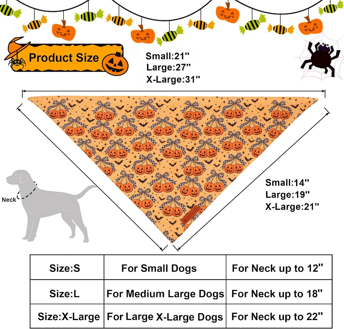 ADOGGYGO 2 pack Halloween dog bandanas in purple ghost and orange pumpkin prints - view 4